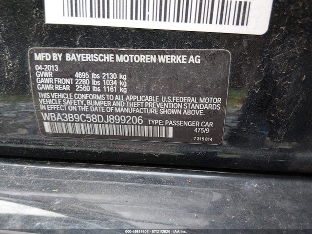 45611608 :رقم المزاد ، WBA3B9C58DJ899206 vin ، 2013 Bmw 335i Xdrive مزاد بيع