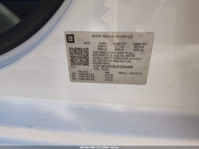 1GC1KUEG5JF258489 Chevrolet Silverado 2500hd Wt