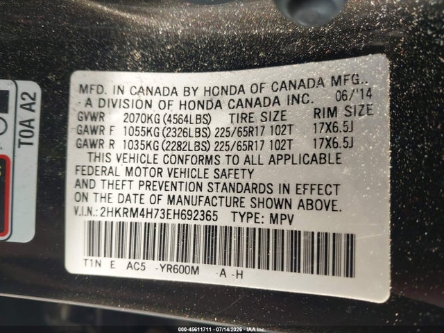 Honda Cr-v Ex-l 2014 2HKRM4H73EH692365 Image 9