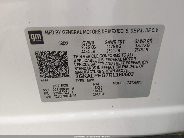 45611725 :رقم المزاد ، 3GKALPEG7RL160603 vin ، 2024 Gmc Terrain Fwd Slt مزاد بيع