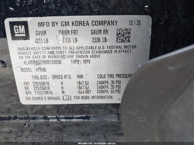 Продажа на аукционе авто 2021 Buick Encore Gx Fwd Preferred, vin: KL4MMBS2XMB126550, номер лота: 45611747