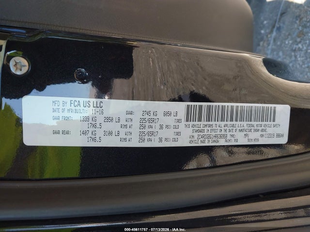Продаж на аукціоні авто 2017 Dodge Grand Caravan Se Plus, vin: 2C4RDGBG1HR636958, номер лоту: 45611757
