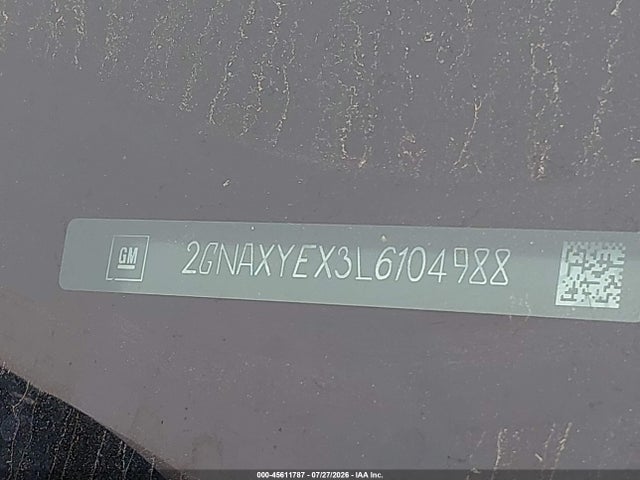 Aukcja sprzedaży 2020 Chevrolet Equinox Awd Premier 2.0l Turbo, vin: 2GNAXYEX3L6104988, numer aukcji: 45611787