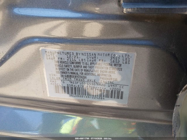 3N1AB8BVXNY224284 Nissan Sentra S Xtronic Cvt