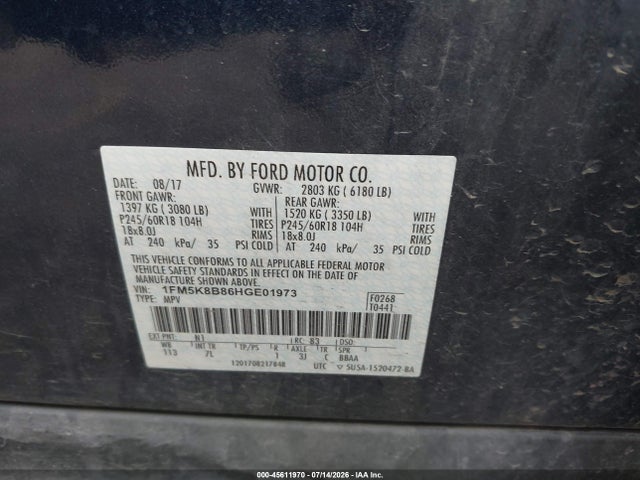 Ford Explorer 2017 1FM5K8B86HGE01973 Image 9
