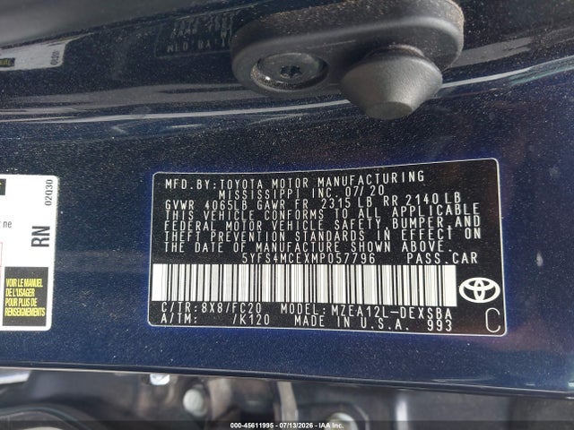 Продаж на аукціоні авто 2021 Toyota Corolla Se, vin: 5YFS4MCEXMP057796, номер лоту: 45611995