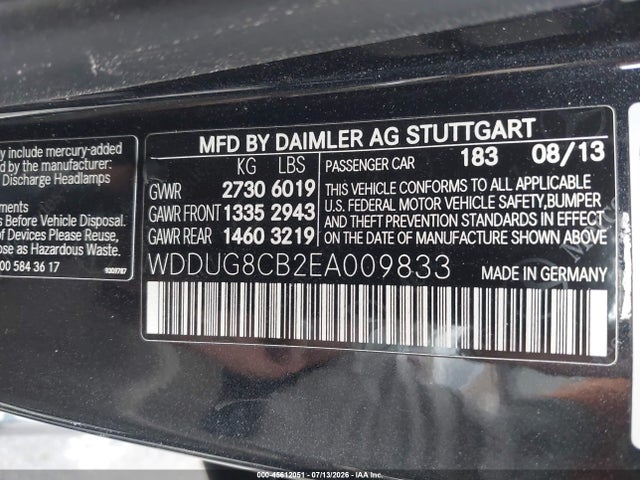 Aukcja sprzedaży 2014 Mercedes-benz S 550, vin: WDDUG8CB2EA009833, numer aukcji: 45612051