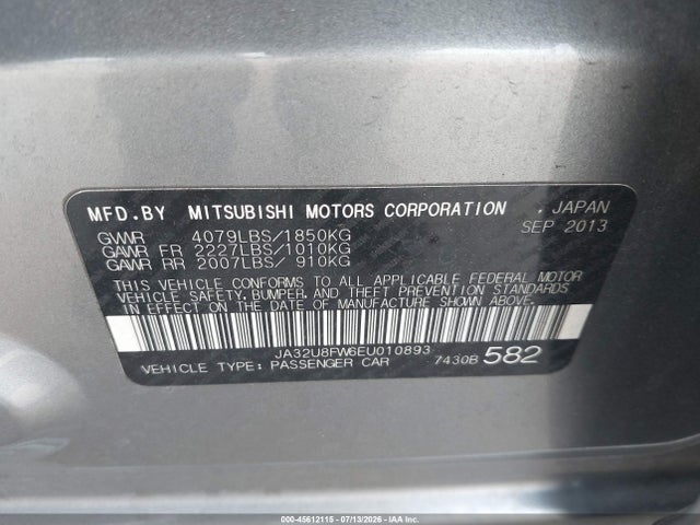 JA32U8FW6EU010893 Mitsubishi LANCER GT