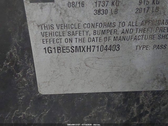 1G1BE5SMXH7104403 Chevrolet Cruze Lt Auto
