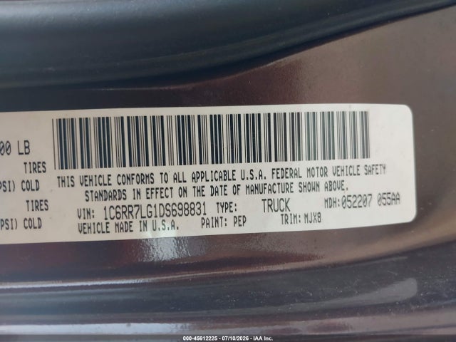Продажа на аукционе авто 2013 Ram 1500 Slt, vin: 1C6RR7LG1DS698831, номер лота: 45612225