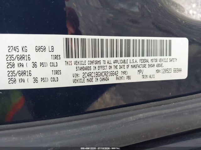Продажа на аукционе авто 2012 Chrysler Town & Country Touring, vin: 2C4RC1BGXCR216642, номер лота: 45612228