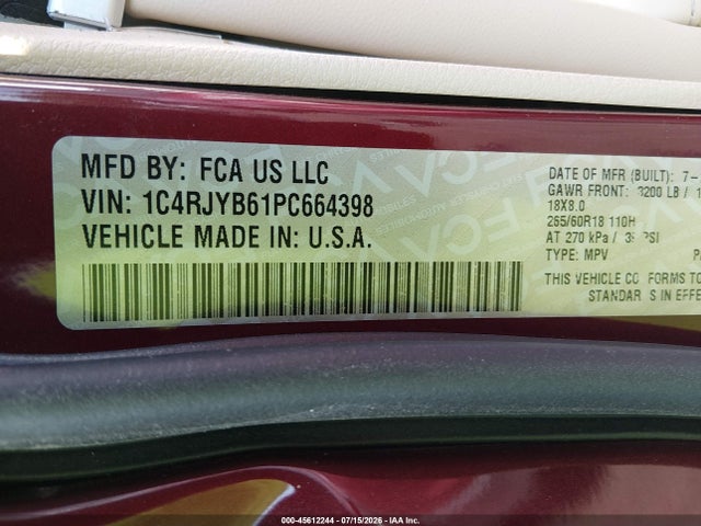 Продажа на аукционе авто 2023 Jeep Grand Cherokee 4xe, vin: 1C4RJYB61PC664398, номер лота: 45612244