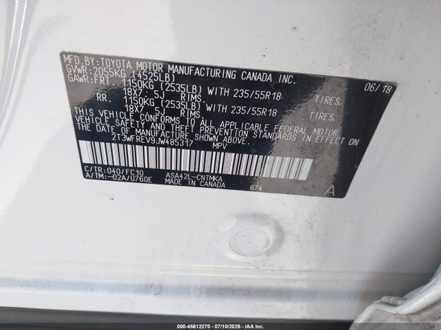 2T3WFREV9JW485317 Toyota Rav4 Adventure
