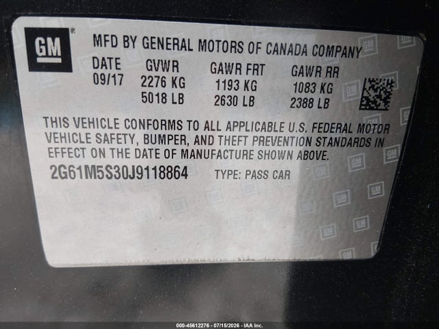 Продажа на аукционе авто 2018 Cadillac Xts Luxury, vin: 2G61M5S30J9118864, номер лота: 45612276