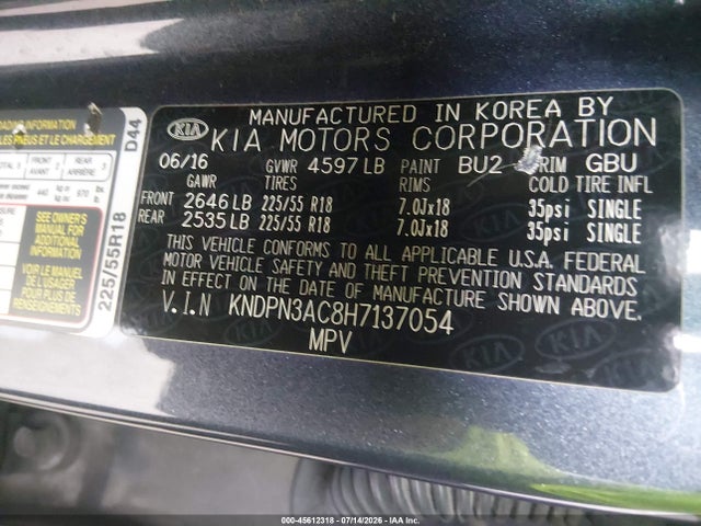 KNDPN3AC8H7137054 KIA Sportage Ex
