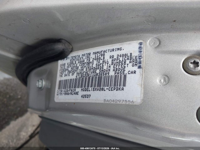 Aukcja sprzedaży 2001 Toyota Camry Ce, vin: 4T1BG22K11U036509, numer aukcji: 45612475