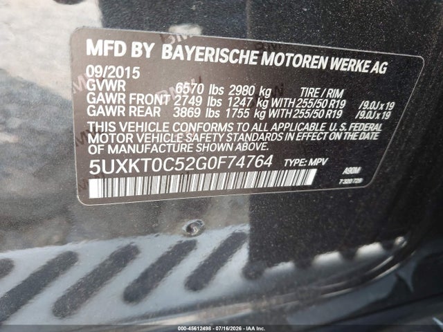 2016 Bmw X5 Edrive Xdrive40e მანქანა იყიდება აუქციონზე, vin: 5UXKT0C52G0F74764, აუქციონის ნომერი: 45612498