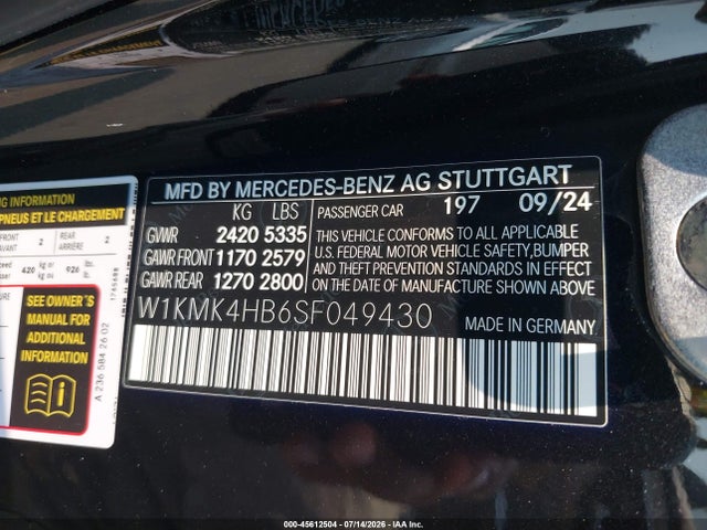 W1KMK4HB6SF049430 Mercedes-Benz Cle 300 4matic