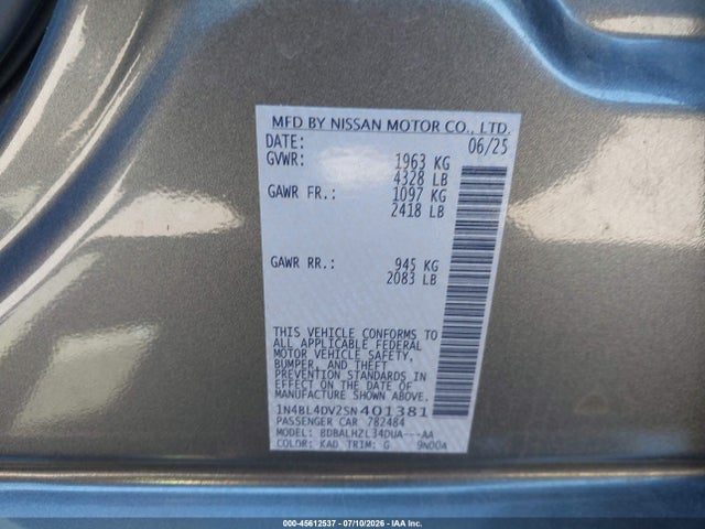 1N4BL4DV2SN401381 Nissan Altima Sv Fwd