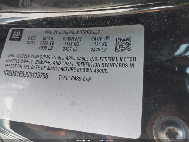 45612595 :رقم المزاد ، 1G6DS1E39C0115756 vin ، 2012 Cadillac Cts Premium مزاد بيع