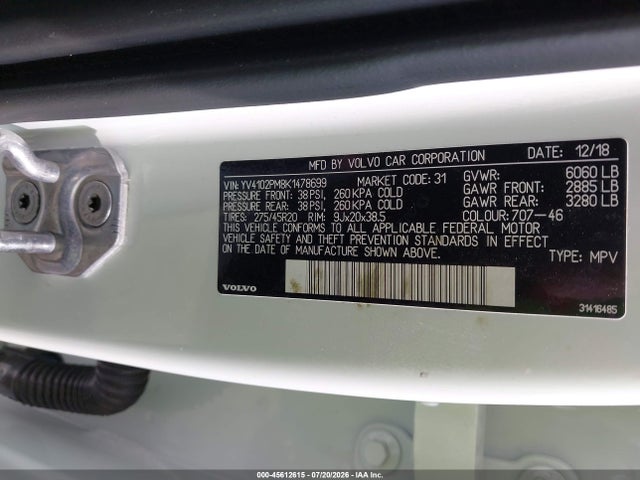 Продажа на аукционе авто 2019 Volvo Xc90 T5 R-design, vin: YV4102PM8K1478699, номер лота: 45612615
