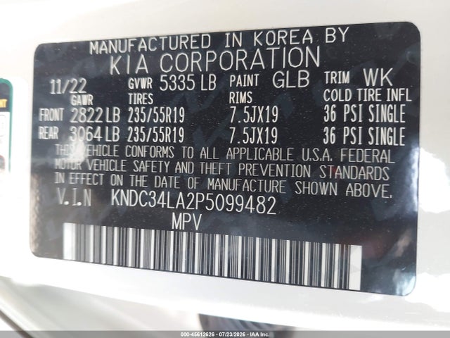 Продаж на аукціоні авто 2023 Kia Ev6 Wind, vin: KNDC34LA2P5099482, номер лоту: 45612626