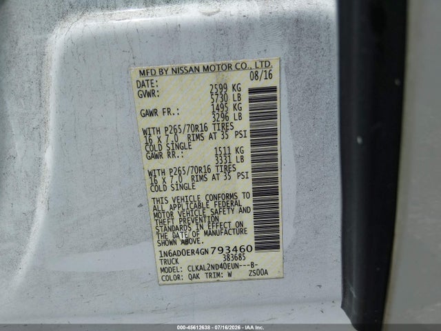 Nissan Frontier Sv 2016 1N6AD0ER4GN793460 Image 9