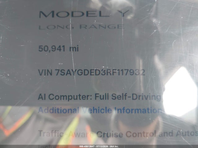 Aukcja sprzedaży 2024 Tesla Model Y Long Range Single Motor Rear-wheel Drive/rwd, vin: 7SAYGDED3RF117932, numer aukcji: 45612647