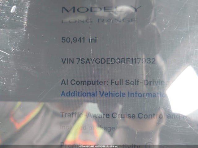 Aukcja sprzedaży 2024 Tesla Model Y Long Range Single Motor Rear-wheel Drive/rwd, vin: 7SAYGDED3RF117932, numer aukcji: 45612647