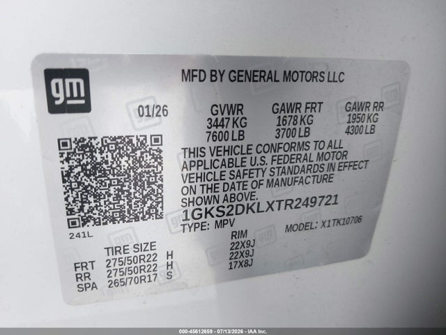1GKS2DKLXTR249721 GMC Yukon 4wd Denali
