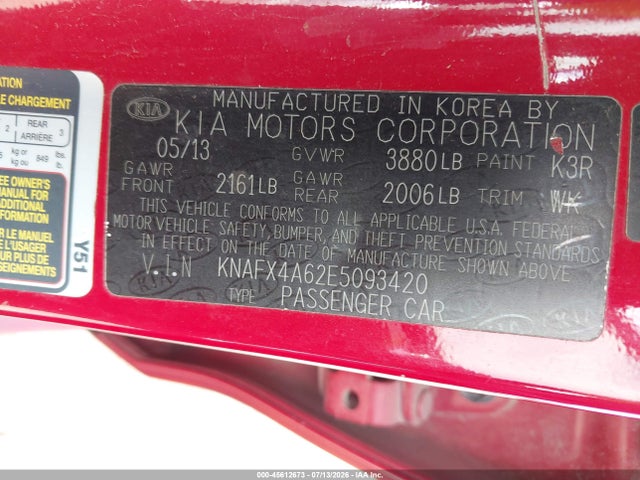 Продаж на аукціоні авто 2014 Kia Forte Lx, vin: KNAFX4A62E5093420, номер лоту: 45612673