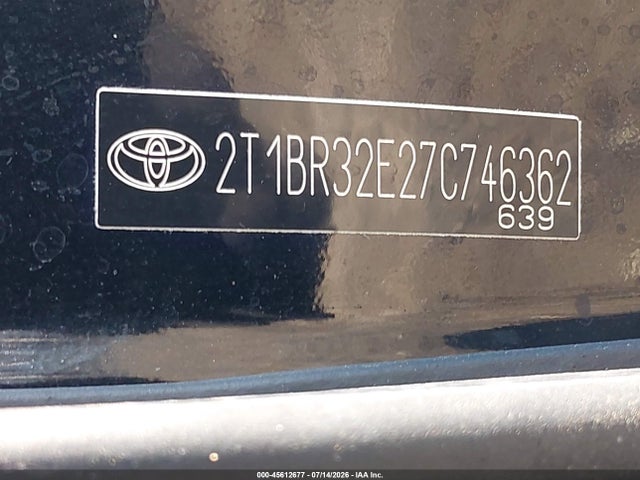 Продаж на аукціоні авто 2007 Toyota Corolla S, vin: 2T1BR32E27C746362, номер лоту: 45612677