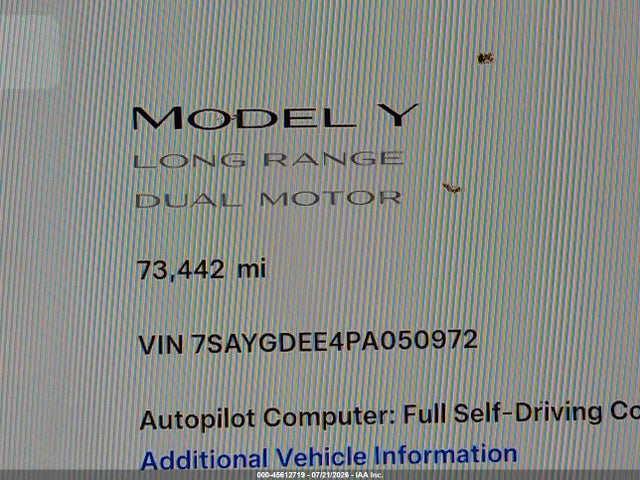 Aukcja sprzedaży 2023 Tesla Model Y Awd/long Range Dual Motor All-wheel Drive, vin: 7SAYGDEE4PA050972, numer aukcji: 45612719