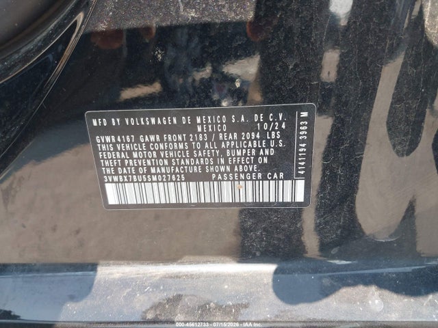 2025 Volkswagen Jetta 1.5t Sport მანქანა იყიდება აუქციონზე, vin: 3VWBX7BU5SM027625, აუქციონის ნომერი: 45612733