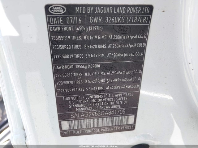 Land Rover LR4 2016 SALAG2V63GA841705 Image 9