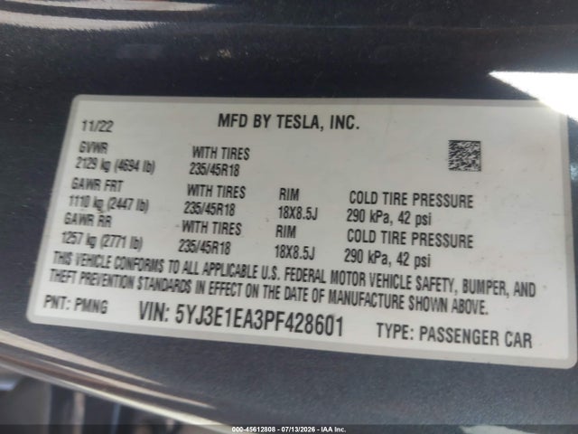 Tesla Model 3 Rear-wheel Drive 2023 5YJ3E1EA3PF428601 Image 9