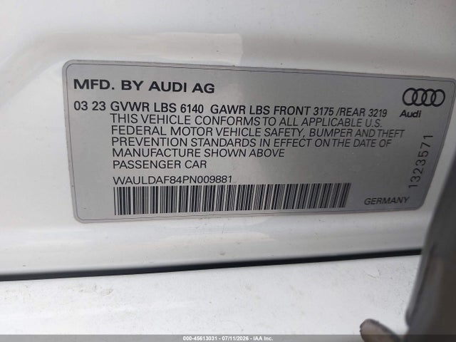 Продажа на аукционе авто 2023 Audi A8 L 55 Tfsi Quattro Tiptronic, vin: WAULDAF84PN009881, номер лота: 45613031