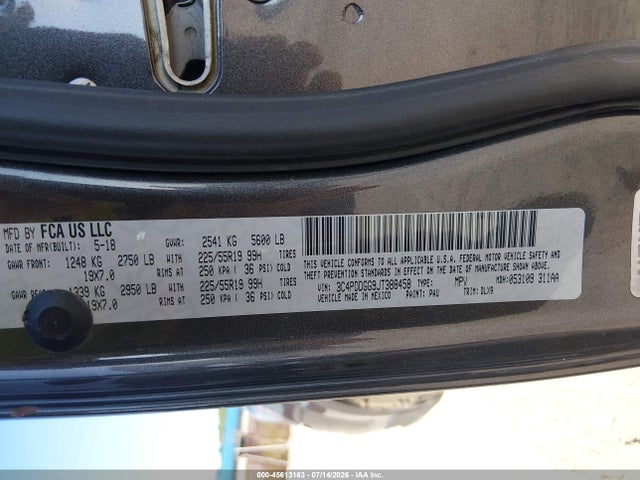 45613163 :رقم المزاد ، 3C4PDDGG9JT388458 vin ، 2018 Dodge Journey Crossroad Awd مزاد بيع