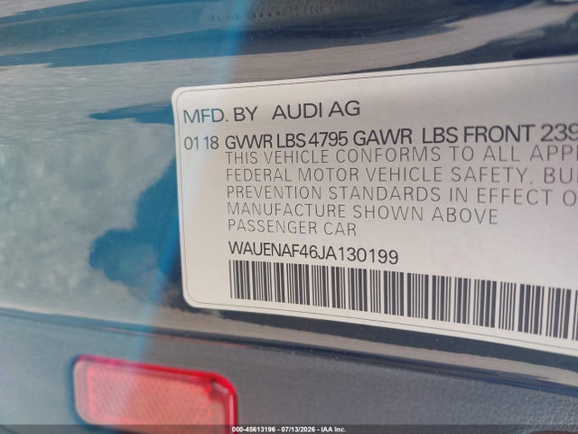 Продажа на аукционе авто 2018 Audi A4 2.0t Premium/2.0t Tech Premium, vin: WAUENAF46JA130199, номер лота: 45613196