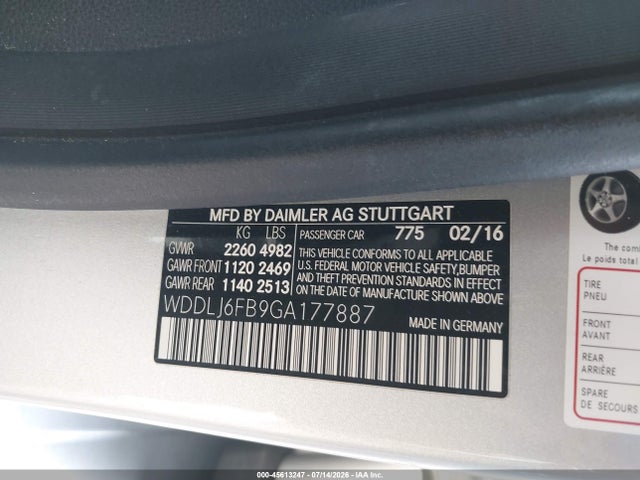 Продаж на аукціоні авто 2016 Mercedes-benz Cls 400, vin: WDDLJ6FB9GA177887, номер лоту: 45613247