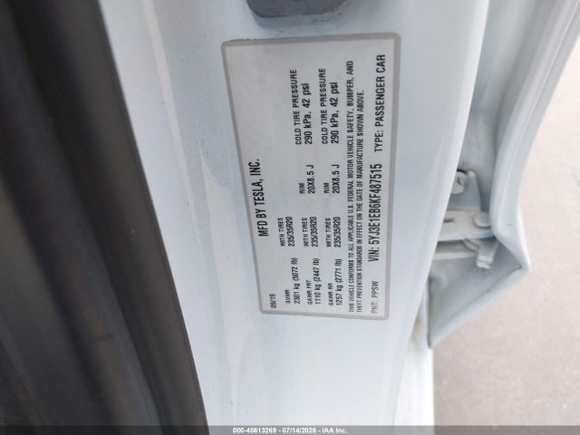 Aukcja sprzedaży 2019 Tesla Model 3 Long Range/performance, vin: 5YJ3E1EB6KF487515, numer aukcji: 45613269