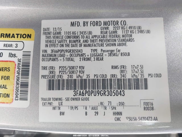 Ford Fusion Energi Se Luxury 2016 3FA6P0PU9GR305043 Image 9
