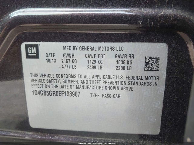 Продаж на аукціоні авто 2014 Buick Lacrosse Leather Group, vin: 1G4GB5GR0EF138907, номер лоту: 45613423