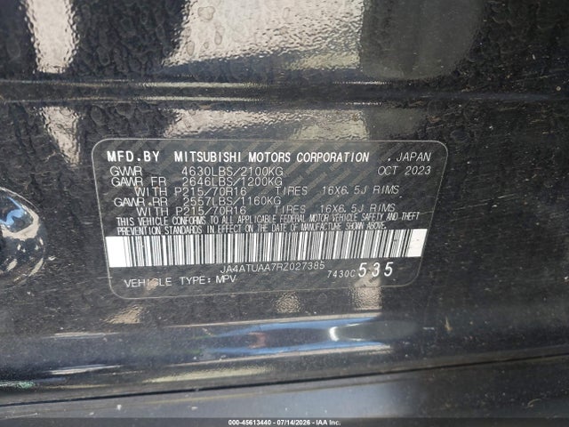 2024 Mitsubishi Eclipse Cross Es S-awc მანქანა იყიდება აუქციონზე, vin: JA4ATUAA7RZ027385, აუქციონის ნომერი: 45613440