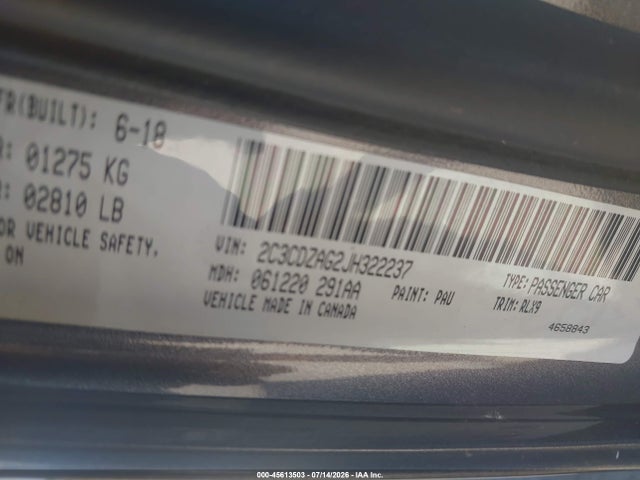 Продажа на аукционе авто 2018 Dodge Challenger Sxt Plus, vin: 2C3CDZAG2JH322237, номер лота: 45613503