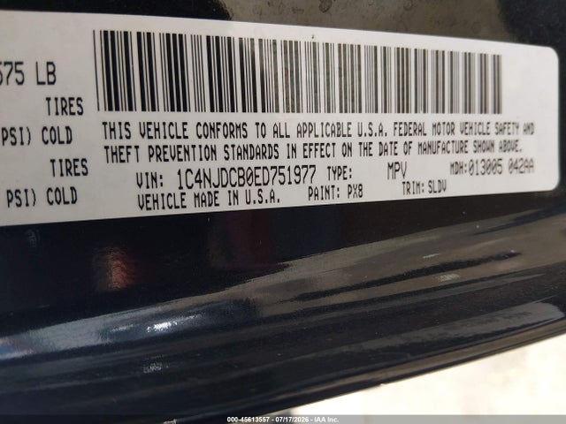 Jeep Compass Limited 2014 1C4NJDCB0ED751977 Image 9