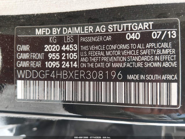 2014 Mercedes-benz C 250 Luxury მანქანა იყიდება აუქციონზე, vin: WDDGF4HBXER308196, აუქციონის ნომერი: 45613568