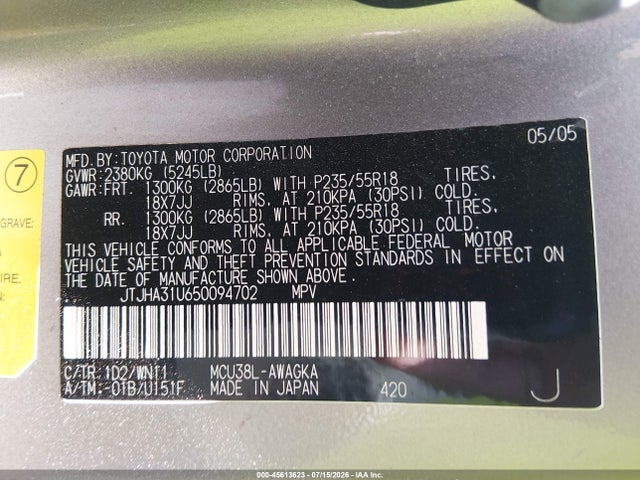 Продажа на аукционе авто 2005 Lexus Rx 330, vin: JTJHA31U650094702, номер лота: 45613623