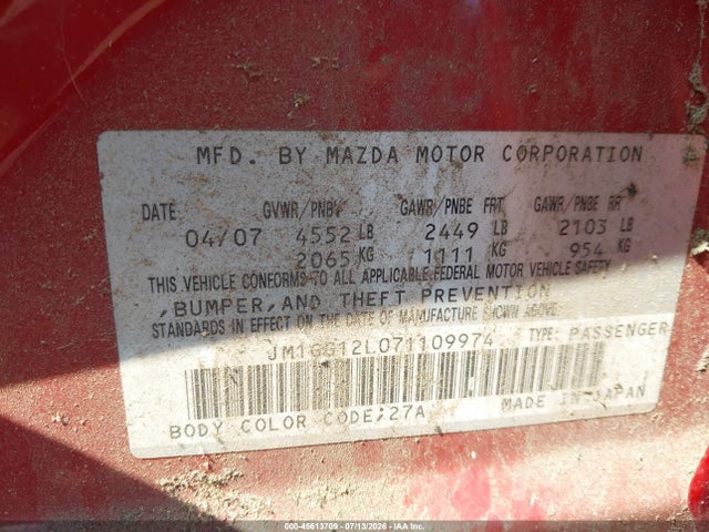 Aukcja sprzedaży 2007 Mazda Mazdaspeed6 Sport, vin: JM1GG12L071109974, numer aukcji: 45613709