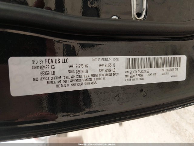 45613710 :رقم المزاد ، 2C3CDXJG4JH324138 vin ، 2018 Dodge Charger Gt Awd مزاد بيع